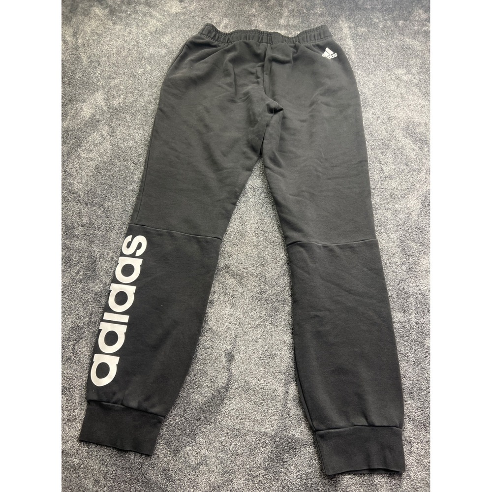 Adidas Mens Joggers Black Fleece Tapered Sweatpants Logo Graphic Size Medium